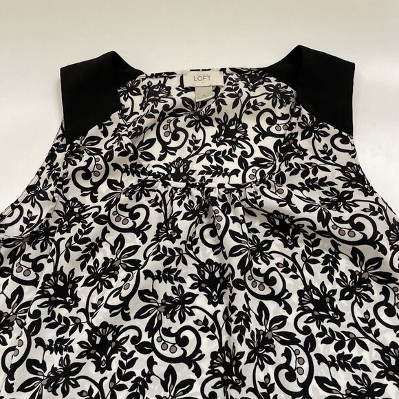 Ann Taylor Loft Womens Small Sleeveless Blouse Size Small Floral Goth Fairy - Picture 2 of 7
